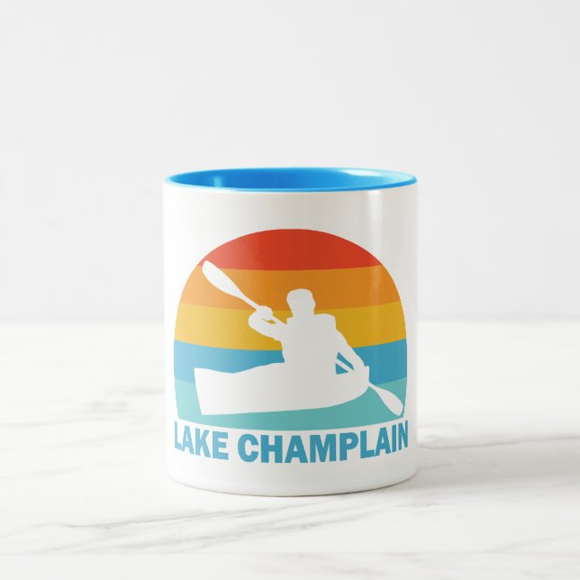 Lake Champlain New York Vermont Kayak Two-Tone Coffee Mug (Center)