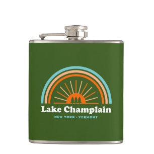 Lake Champlain New York Vermont Rainbow Hip Flask