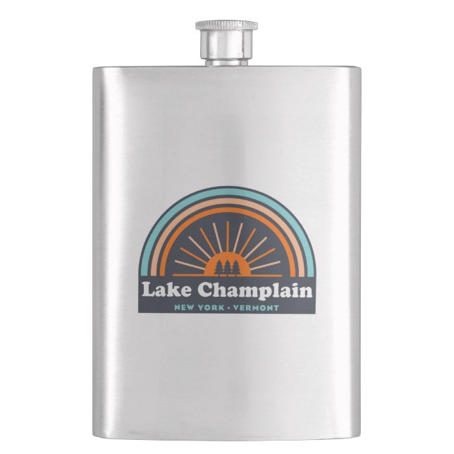 Lake Champlain New York Vermont Rainbow Hip Flask (Front)