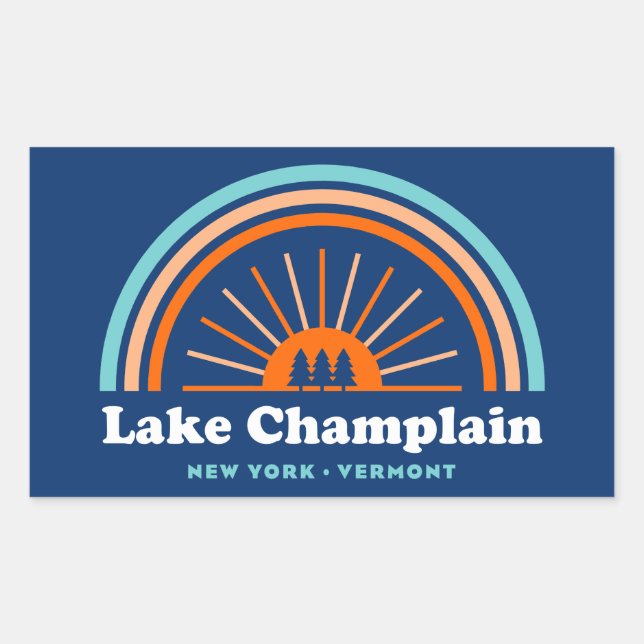 Lake Champlain New York Vermont Rainbow Sticker (Front)