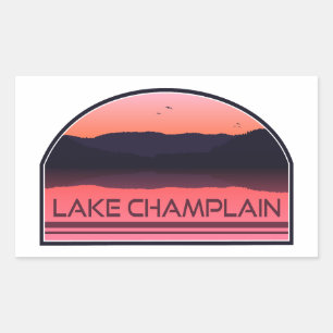 Lake Champlain New York Vermont Red Sunrise Sticker