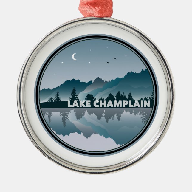 Lake Champlain New York Vermont Reflection Metal Ornament (Front)