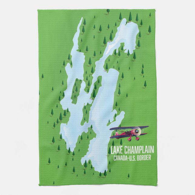 Lake Champlain USA Canada Map poster Kitchen Towel (Vertical)