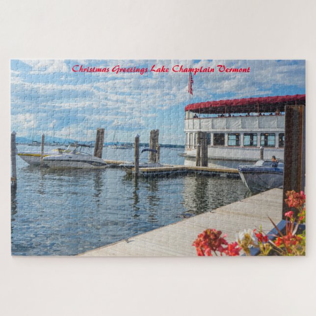 Lake Champlain  Vermont. Christmas Greetings Jigsaw Puzzle (Horizontal)