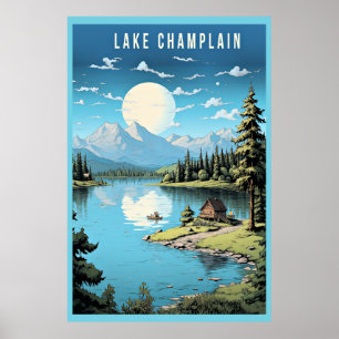 Lake Champlain, Vermont illustration, Poster