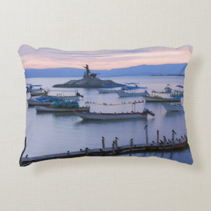 Lake Chapala Islet and Pier Accent Pillow