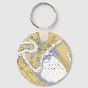 Lake Charles, Louisiana Nautical Harbour Chart Keychain