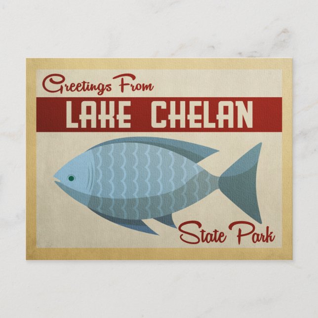 Lake Chelan Postcard State Park Fish Vintage (Front)