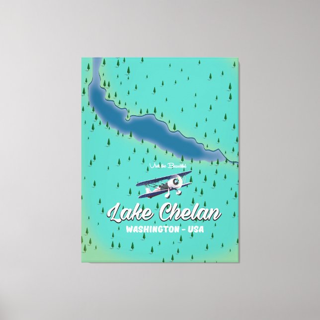 Lake Chelan Washington map Canvas Print (Front)