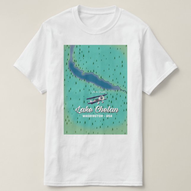 Lake Chelan Washington map T-Shirt (Design Front)