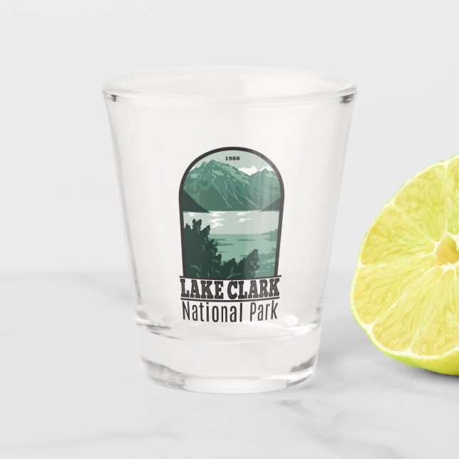 Lake Clark National Park Alaska Vintage Shot Glass (Front)