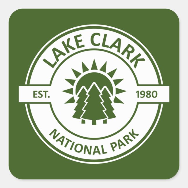 Lake Clark National Park Sun Trees Square Sticker (Front)