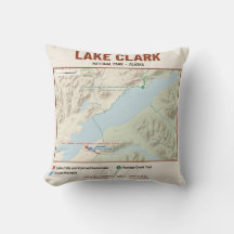 Lake Clark National Park Trail Map Pillow