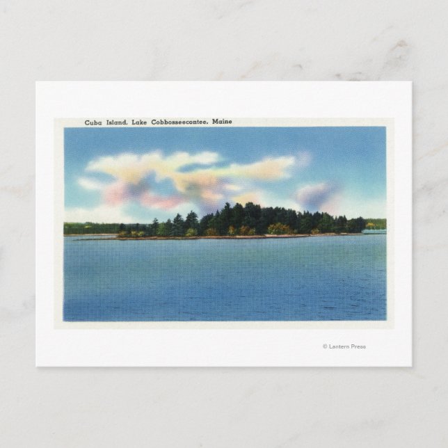 Lake Cobbosseecontee View of Cuba Island Postcard (Front)