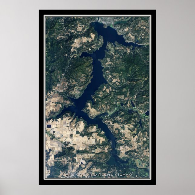 Lake Coeur d'Alene Idaho Satellite Poster Map (Front)