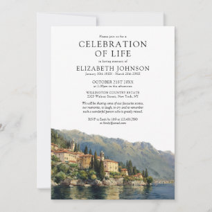 Lake Como Celebration Of Life Funeral Memorial Invitation
