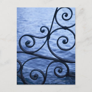 Lake Como, detail, view of walkway iron railing Postcard