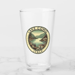 Lake Como Italy Illustration Travel Art Badge Glass