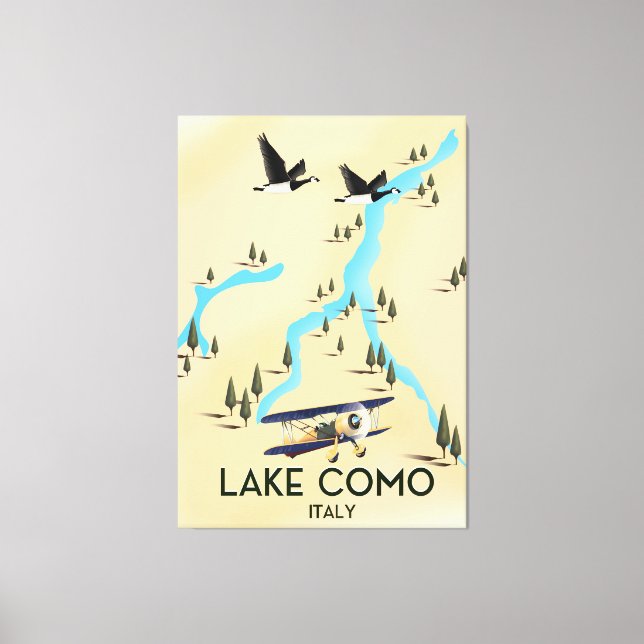 Lake Como Italy Map Travel poster Canvas Print (Front)