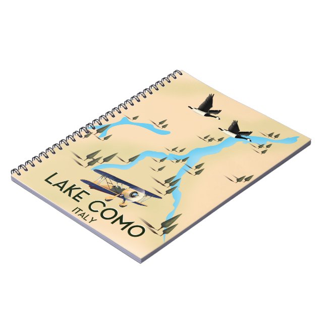 Lake Como Italy Map Travel poster Notebook (Left Side)