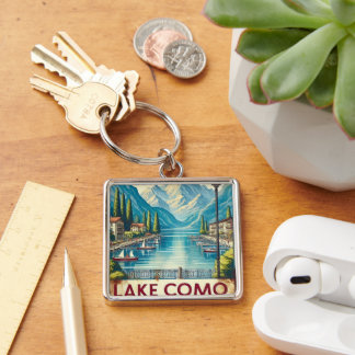 Lake como italy tin sign keychain