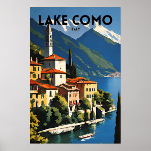 Lake Como Italy Traditional Travel Poster