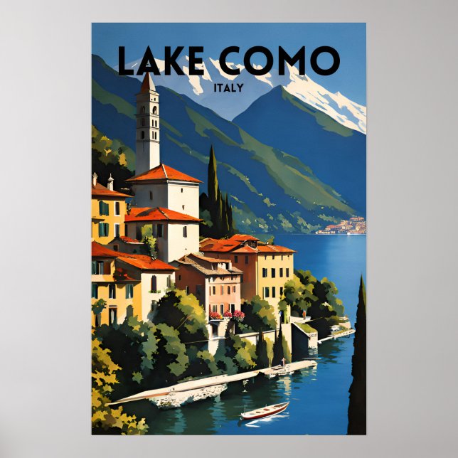 Lake Como Italy Traditional Travel Poster (Front)