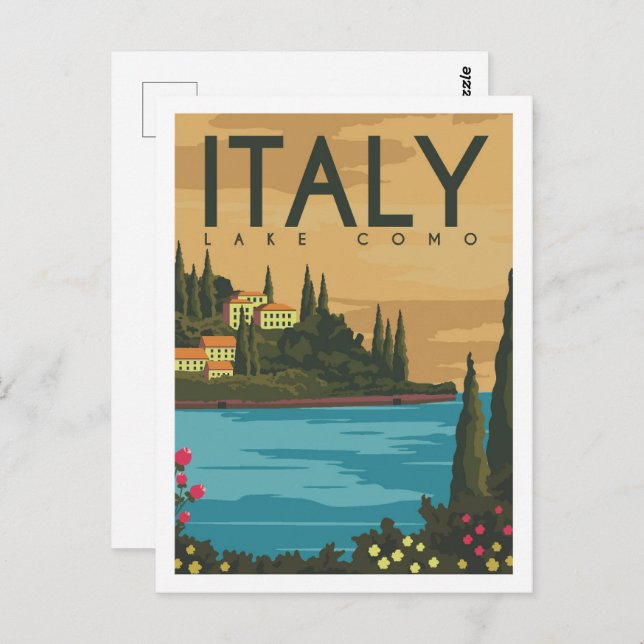 Lake Como Italy Travel Place Illustration Postcard (Front/Back)