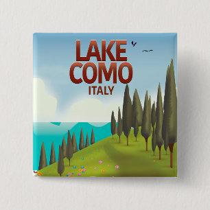 Lake Como Italy travel postcard. 2 Inch Square Button