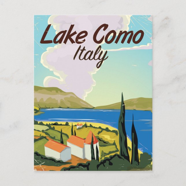Lake Como Italy travel poster Postcard (Front)
