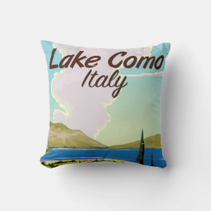 Lake Como Italy travel poster Throw Pillow