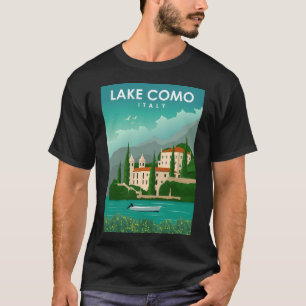 Lake Como Italy Vintage Minimal Retro Travel Poste T-Shirt
