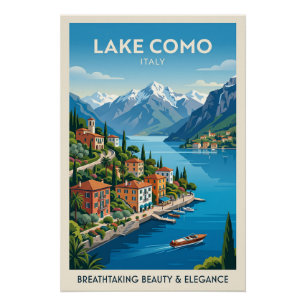 Lake Como Italy Vintage Travel Poster Art