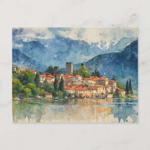 Lake Como Italy - Watercolor Splash Painting Postcard
