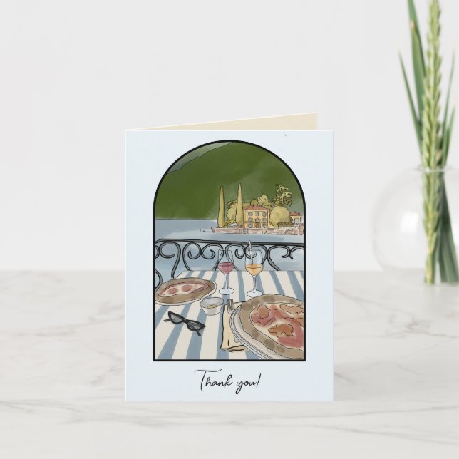 Lake como, Italy Watercolor  Thank You Card (Front)