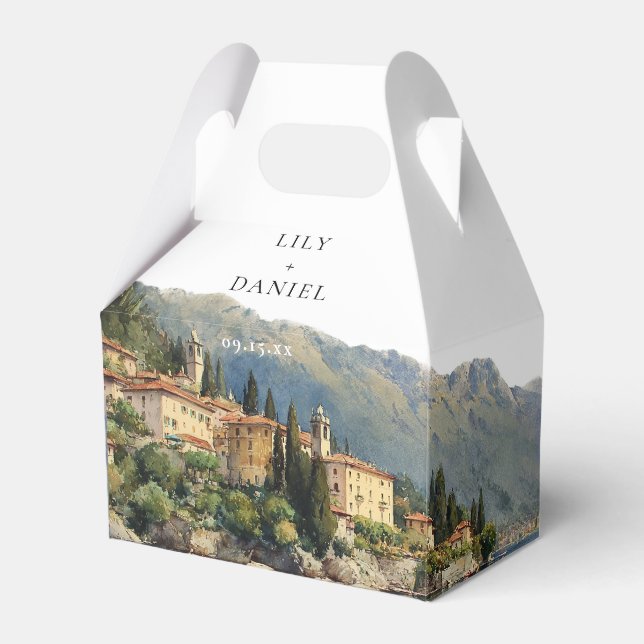 Lake Como Italy  WatercolorWedding Favor Box (Front Side)