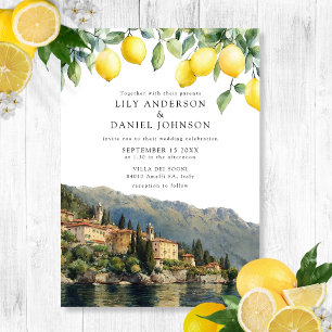 Lake Como Lemons Italian Wedding Invitation