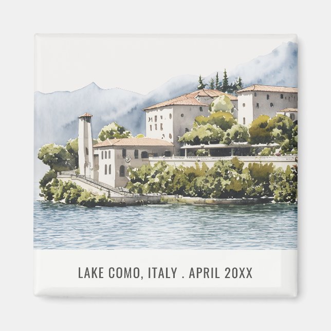 Lake Como Northern Italy Watercolor Italian Travel Magnet (Front)
