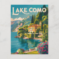 Lake Como Painterly Travel Art Vintage