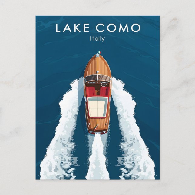 Lake Como Vintage Motorboat – Italian Travel  Postcard (Front)