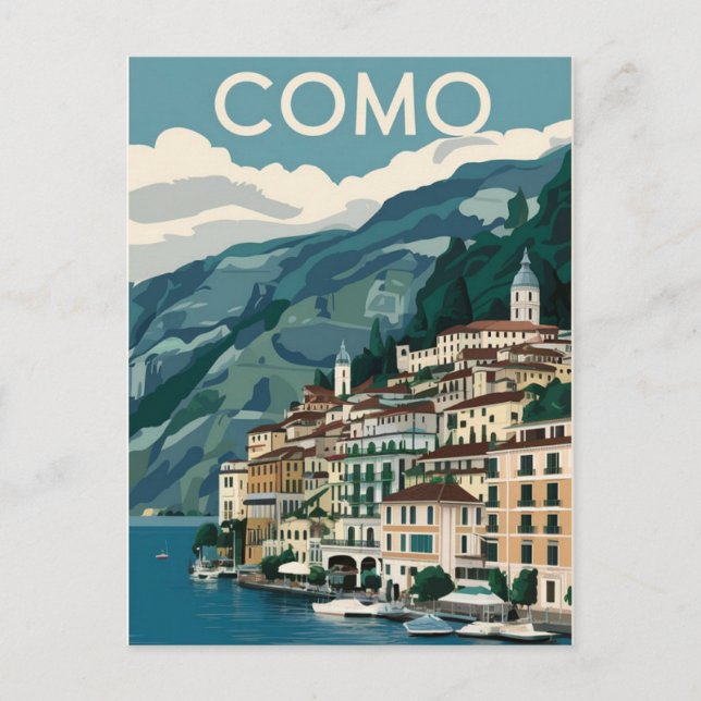 Lake Como Vintage Travel Postcard (Front)