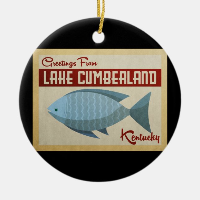 Lake Cumberland Fish Vintage Travel Ceramic Ornament (Front)