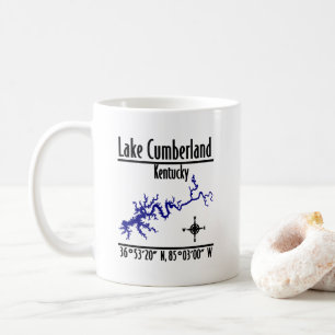 Lake Cumberland Kentucky Shoreline Map Coordinates Coffee Mug