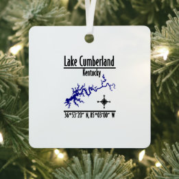 Lake Cumberland Kentucky Shoreline Map Coordinates Metal Ornament