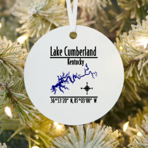 Lake Cumberland Kentucky Shoreline Map Coordinates Metal Ornament