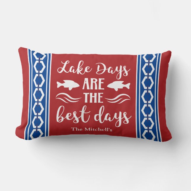Lake Days Are The Best Days Nautical Boat Lumbar Pillow (Front)