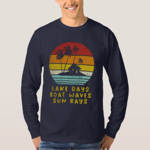 Lake Days Boat Waves Sun Rays Nautical T-Shirt