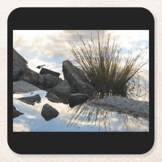 Lake Detail at Marie Lakes, Sierras Square Paper Coaster