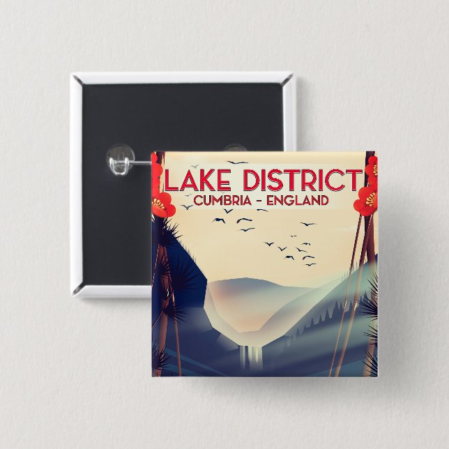Lake District Cumbria Vacation poster 2 Inch Square Button (Front & Back)