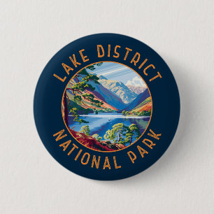 Lake District National Park England Distressed 2 Inch Round Button